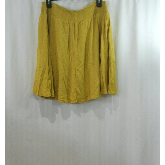 Torrid Womens Yellow Smocked Waist Woven Skater Skirt 00/M - Picture 5 of 6